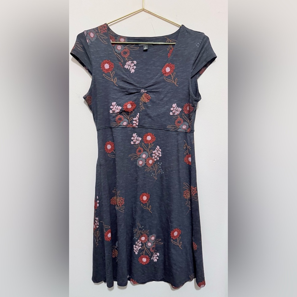 Toad&Co Dark Dusty Blue Floral Knit Dress — Women’s Small